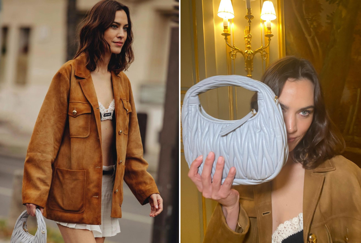 Alexa Chung takes to the Parisian streets in a look that's equal parts cool-girl couture and rebellious spirit